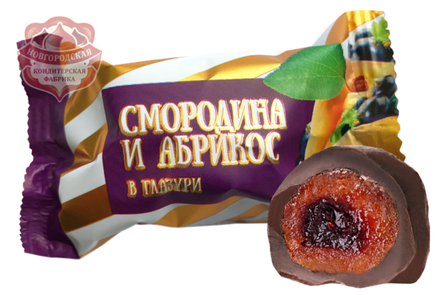 Конфеты Смородина и абрикос в глазури 2 кг КФ Новгородская