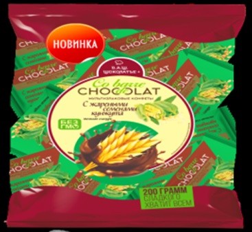Мультизлаковые конфеты co barre de chocolat с жареными семенами кунжута в тёмной глазури 200 г