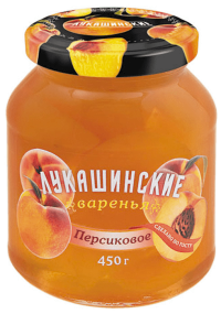 Варенье Лукашинские персиковое, банка 450 г