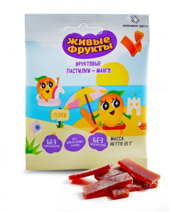 Пастилки живые фрукты манго 35 г