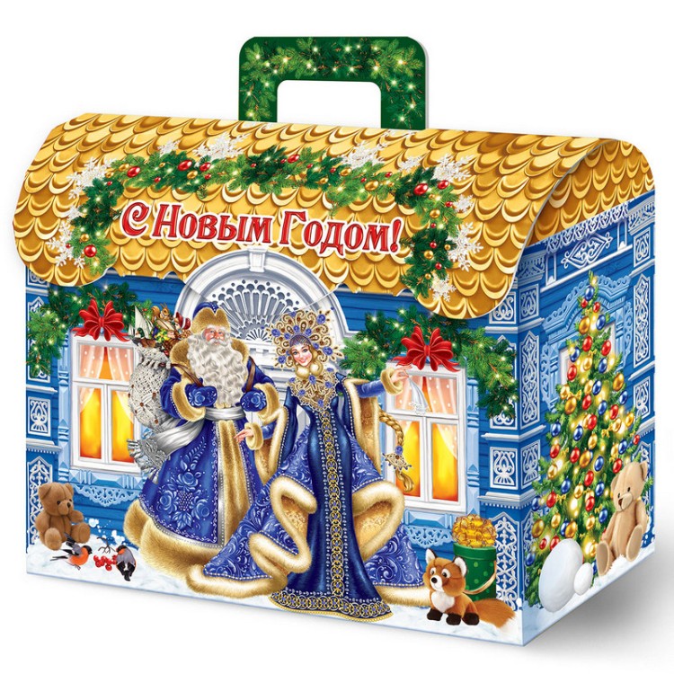 Нов.подарок Сундук синие узоры 1000гр