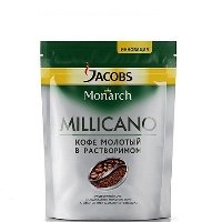 Кофе растворимый Jacobs Monarch Millicano с молотым кофе, пакет 75 г